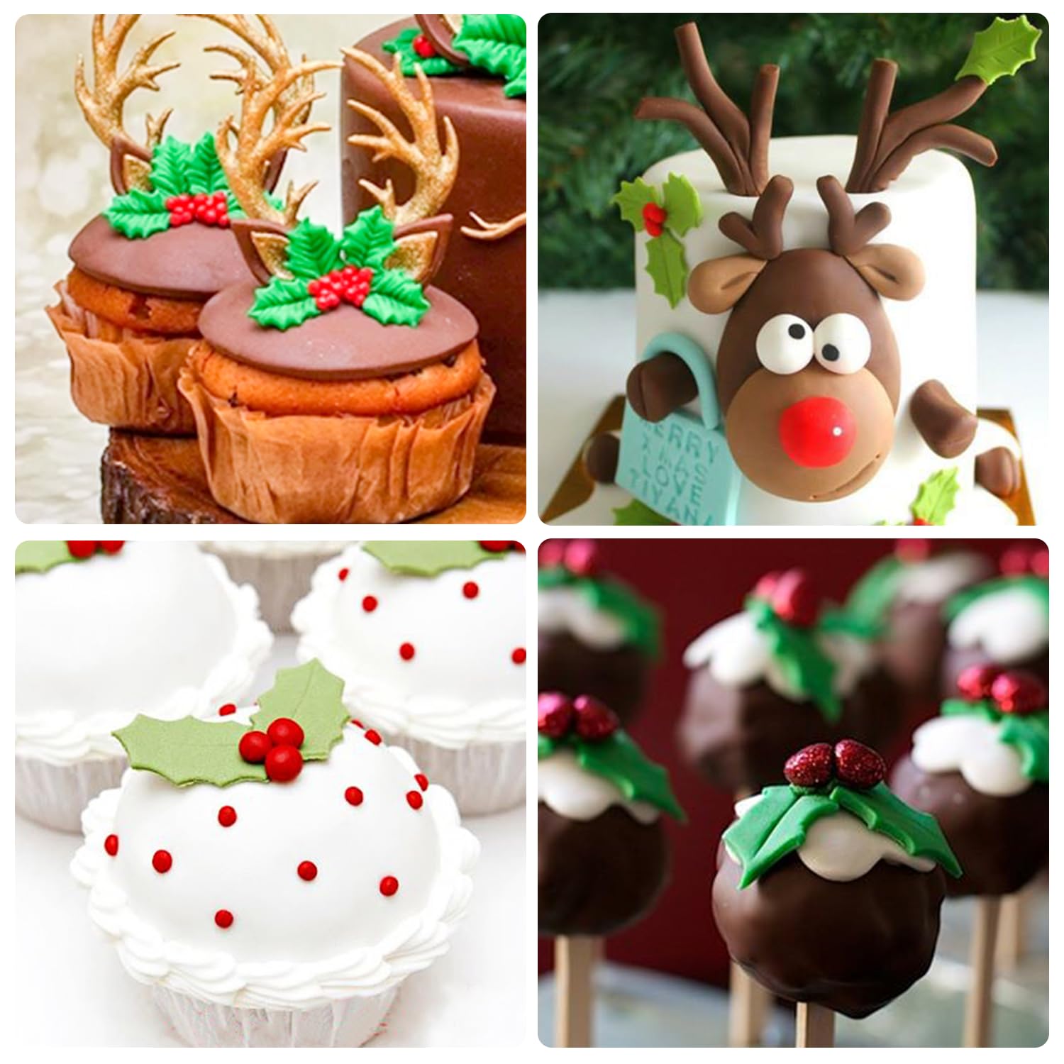 Ausstechformen für Weihnachten, Stechpalmenblätter, für Kuchen, Cupcakes, Zuckerguss, Dekoration, 6 Stück