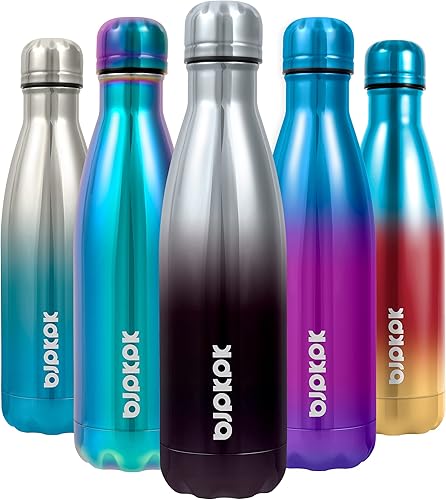 Miniatura 102 de BJPKPK Botellas de agua aisladas de 17 onzas, botellas de agua deportivas de acero inoxidable que mantienen el frío y el calor para viajes, aptas