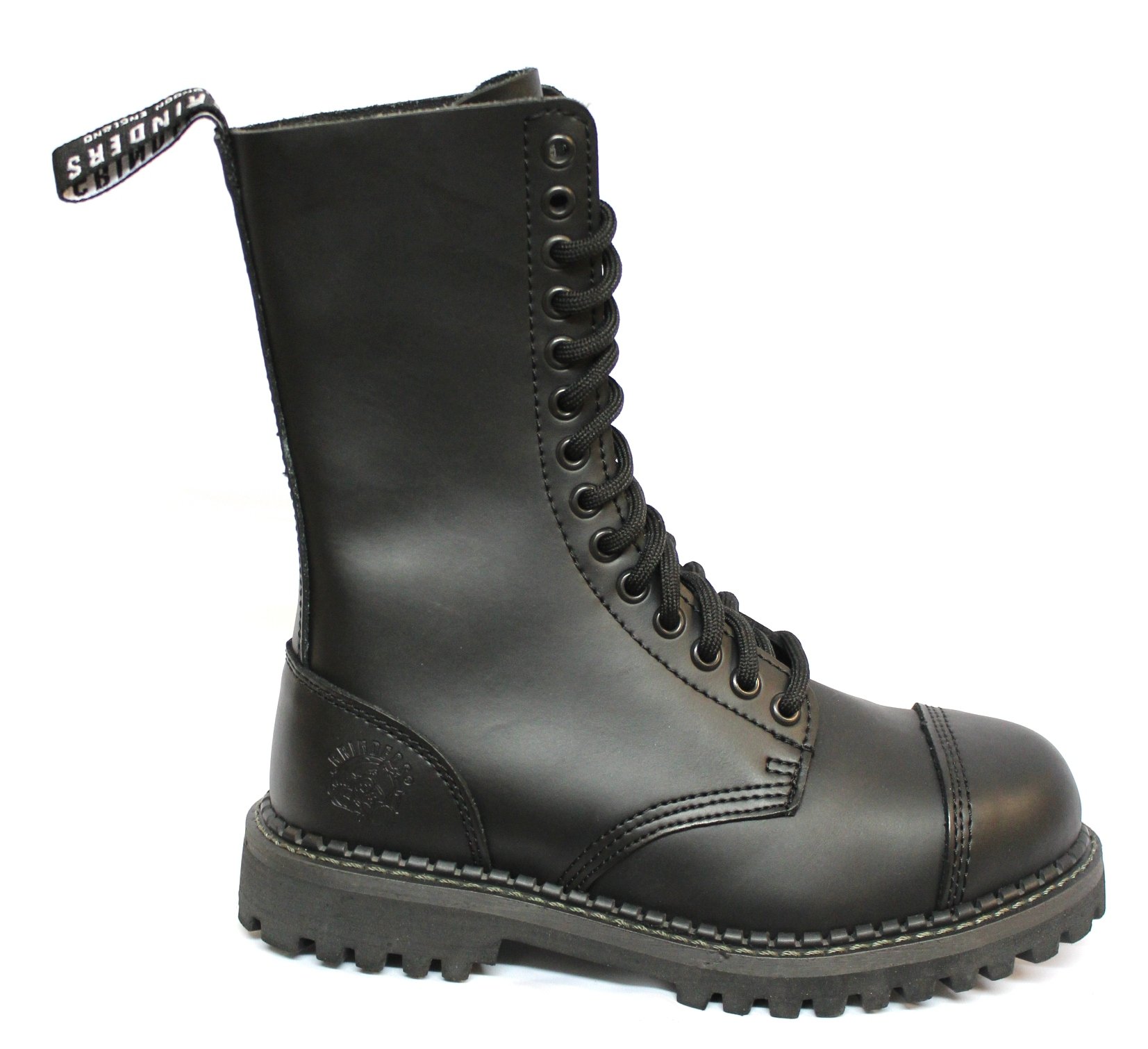 Grinders Herald Unisex Ranger Aus Schwarzem Leder Ranger Military Stahlkappe Stiefel Mit 14 Ösen Zum Schnüren