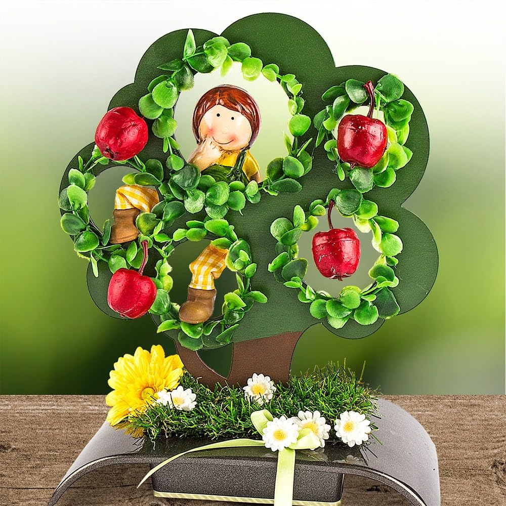 Image secondaire de Arbre de décoration en bois à poser, 29,8 x 25 cm, avec 5 découpes circulaires | porte-bijoux, arbre à bijoux, arbre à photos, d