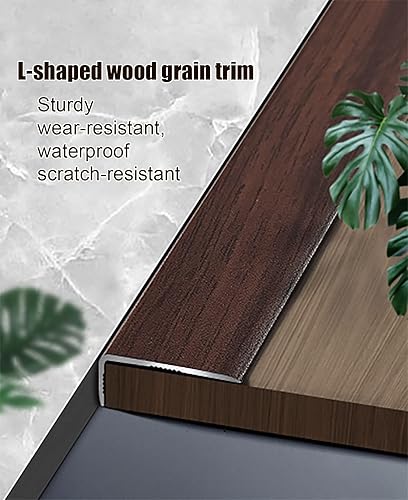 Miniatura 3 de Tira de transición de nariz de metal para escaleras, grano de madera, para interiores de 0.8 in de ancho, protectores de borde de madera