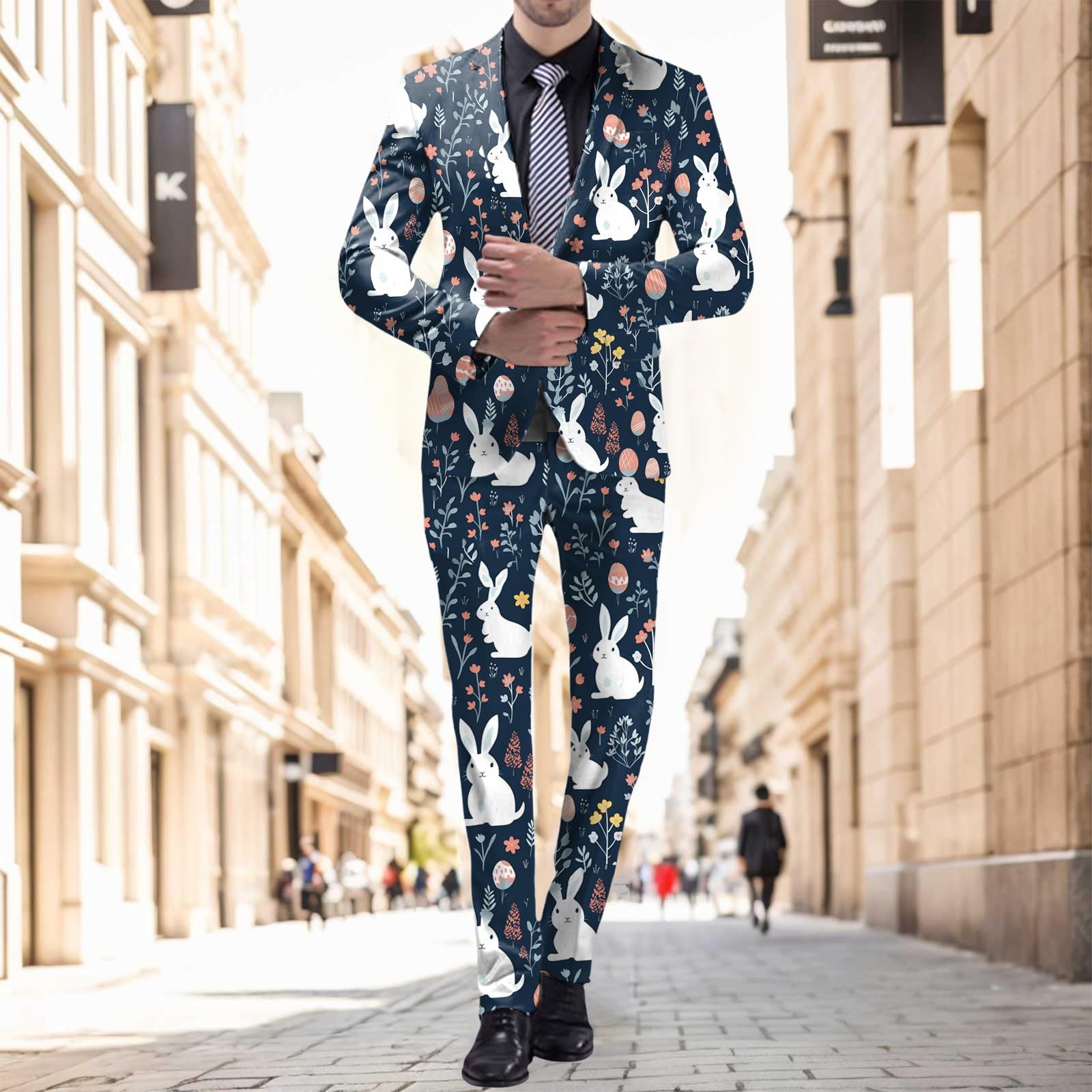 Set di costume stampato digitale 3D per gli uomini Set di pantaloni giacca tuta d'affari leggero