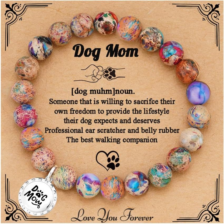 Easter Basket Stuffers - Gifts for Women Natural Colorful Imperial Jasper Stone Bead Bracelet Teacher Appreciation Gifts Birthday Gifts for Sister/Daughter/Niece/ Grandma/Mom/ Wife /Nana /Aunt/Nana with Gift Message Card