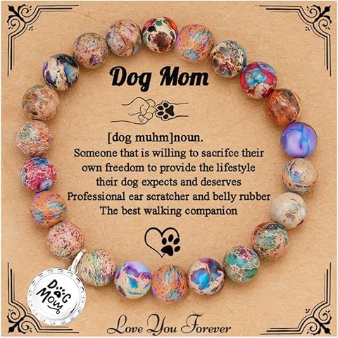 Fervia Gifts for Women Natural Colorful Imperial Jasper Stone Bead Bracelet Teacher Appreciation Gifts Birthday Gifts for Sister/Daughter/Niece/Grandma/Mom/Wife/Nana/Aunt/Nana with Gift Message Card