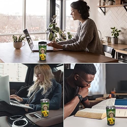 Miniatura 6 de Vaso de viaje personalizado con foto, vaso de viaje de acero inoxidable de 16 onzas con tapa, taza de café personalizada para automóvil con