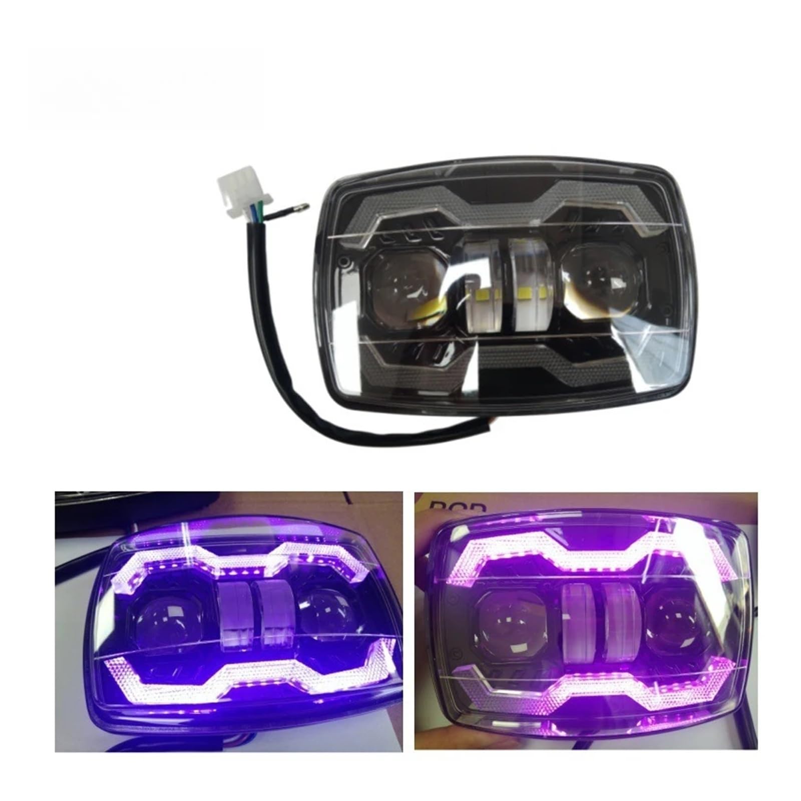 Moto LED Faro Faro Refitting Moto RGB Angel | 1 pz 4 "quadrato per faro a LED per RGB Angel Eye lampada da lavoro per auto gruppo luci per moto impermeabile