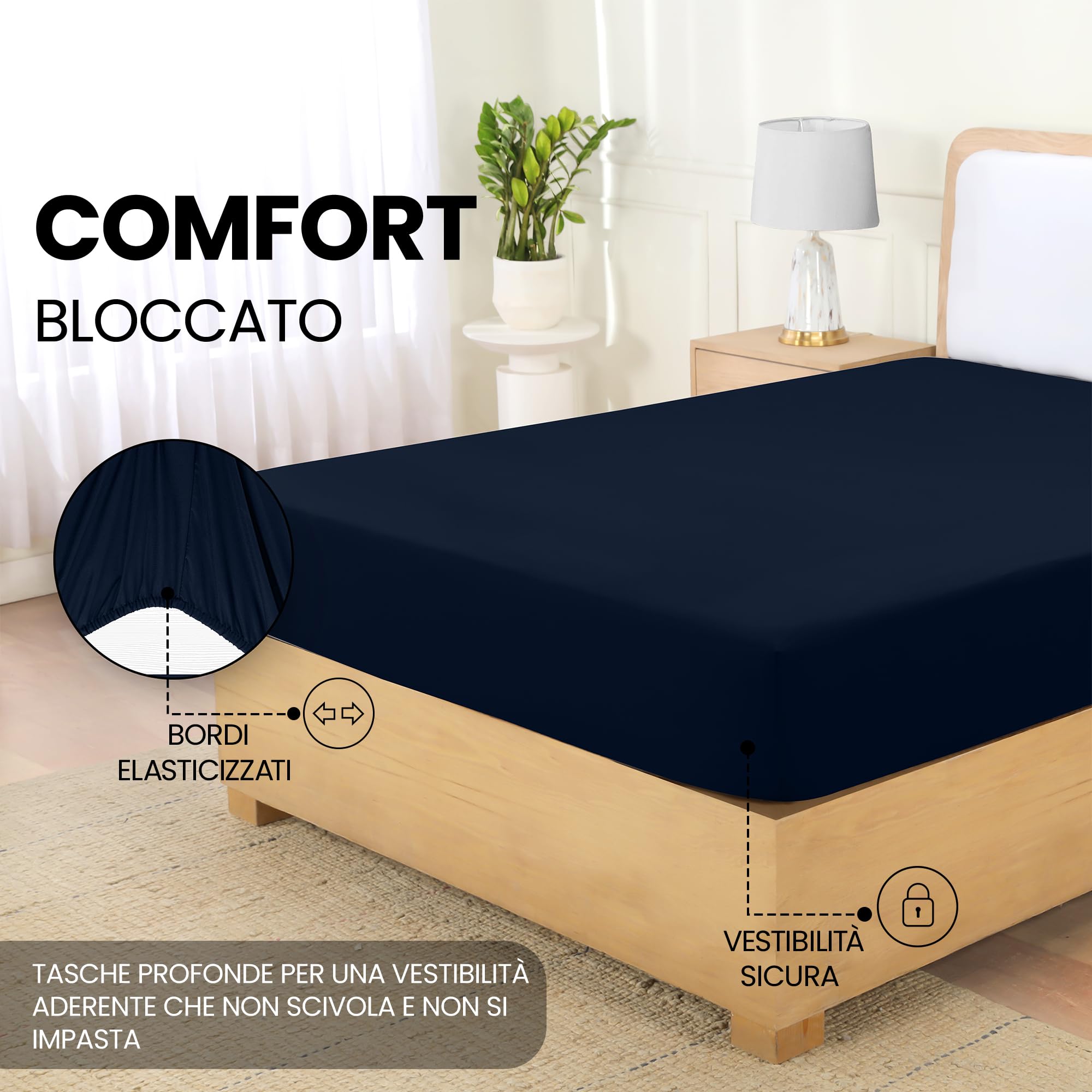 Utopia Bedding Lenzuolo con Angoli Due Piazze Matrimoniale - 200x200cm - Marina - Microfibra di Poliestere Spazzolato - Lenzuolo sotto con Angoli Elasticizzato