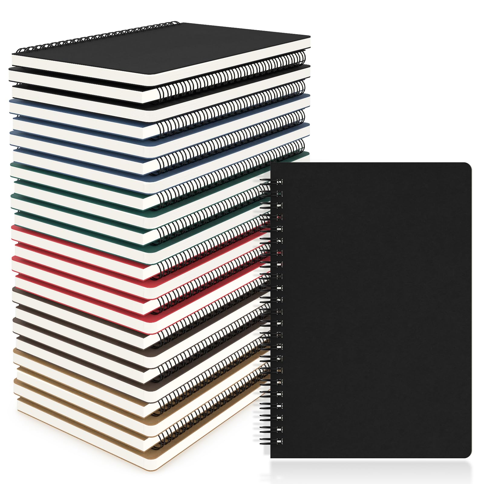EUSOAR Diario a spirale, formato A5, 24 confezioni da 5,5 x 8,3 cm, 120 pagine a righe, quaderni da viaggio, blocco per appunti, appunti, schizzi, studenti, università, ufficio, affari, diario a
