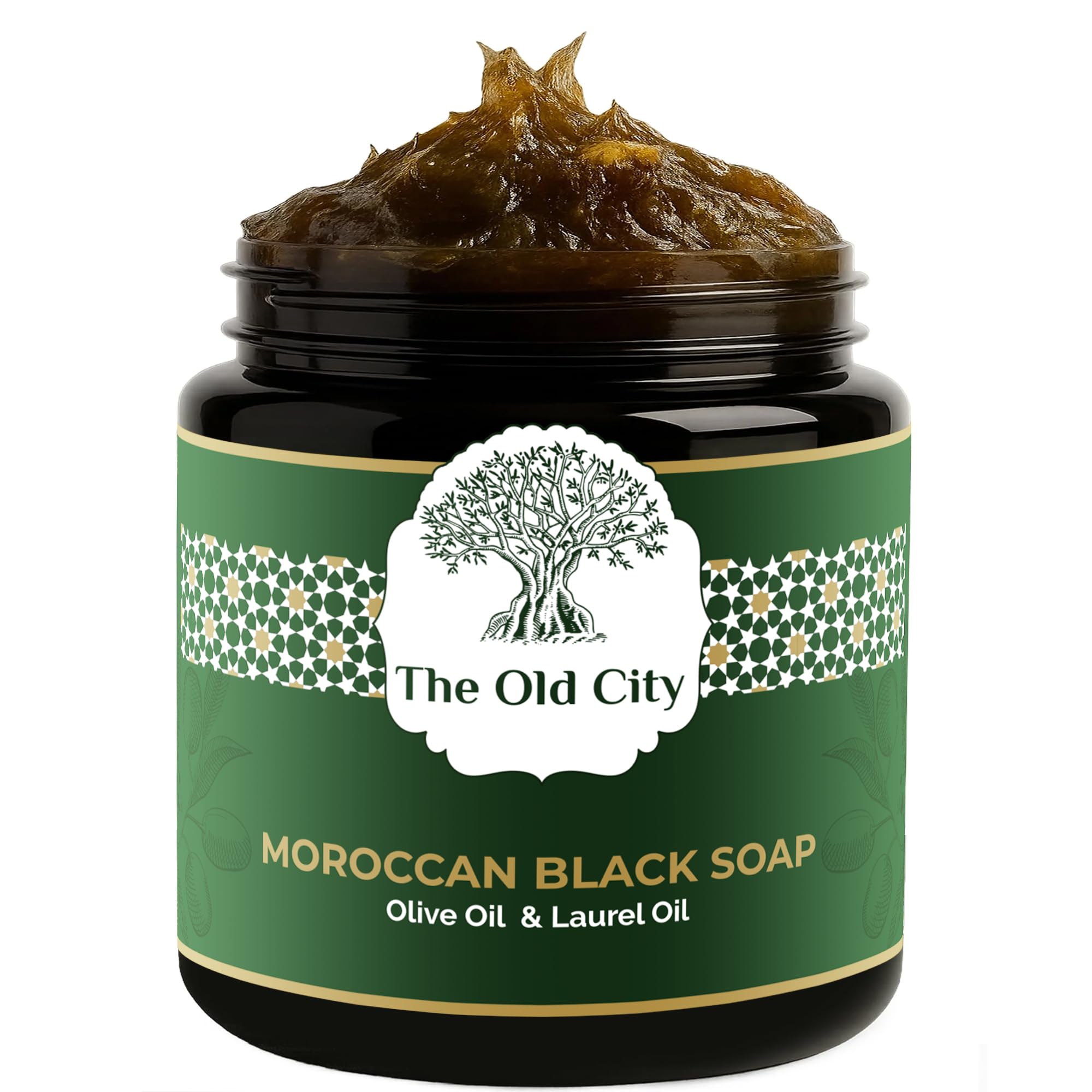 The Old City Moroccan Black Beldi Soap 500g, Laurel, Traditional Hammam Cleanser, Detoxifying & Moisturising, Vegan, Natural