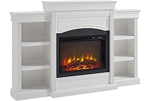Electric Fireplace with Mantel, Shelves, Replaceable Fireplace Insert Heater, Realistic Log and Flame Effect