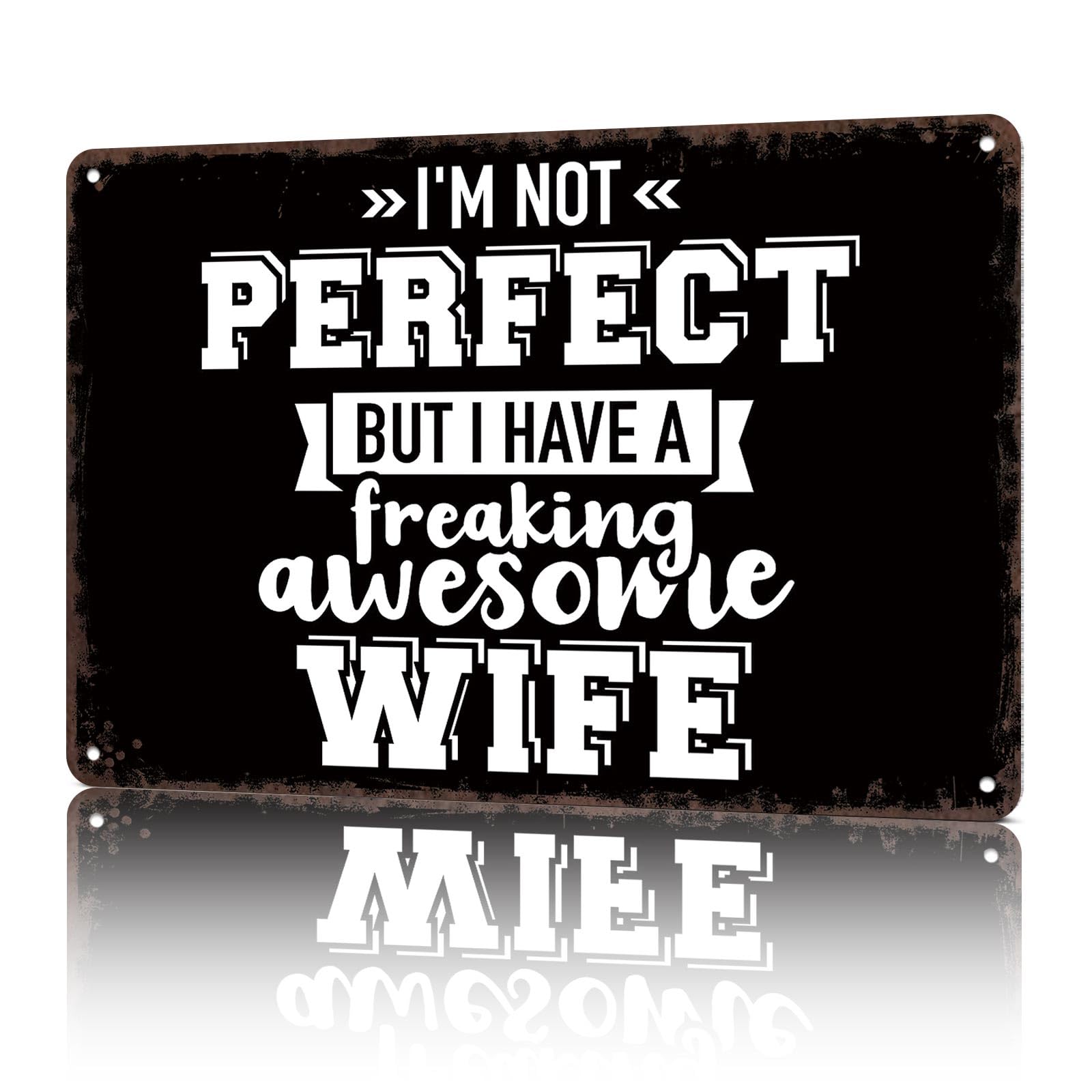KWQDOZF Vintage Metal Signs Best Wife For Husband Funny Tin Sign Poster Wall Art For Home Room Bedroom Office Decor 8x12inch
