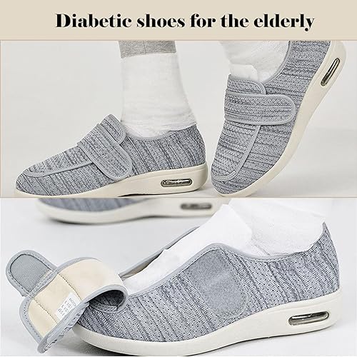 Miniatura 6 de Zapatos para diabéticos para hombre y mujer, extra anchos, para caminar, edema, con correa ajustable, fáciles de poner y quitar, para hombre 7mujer 8