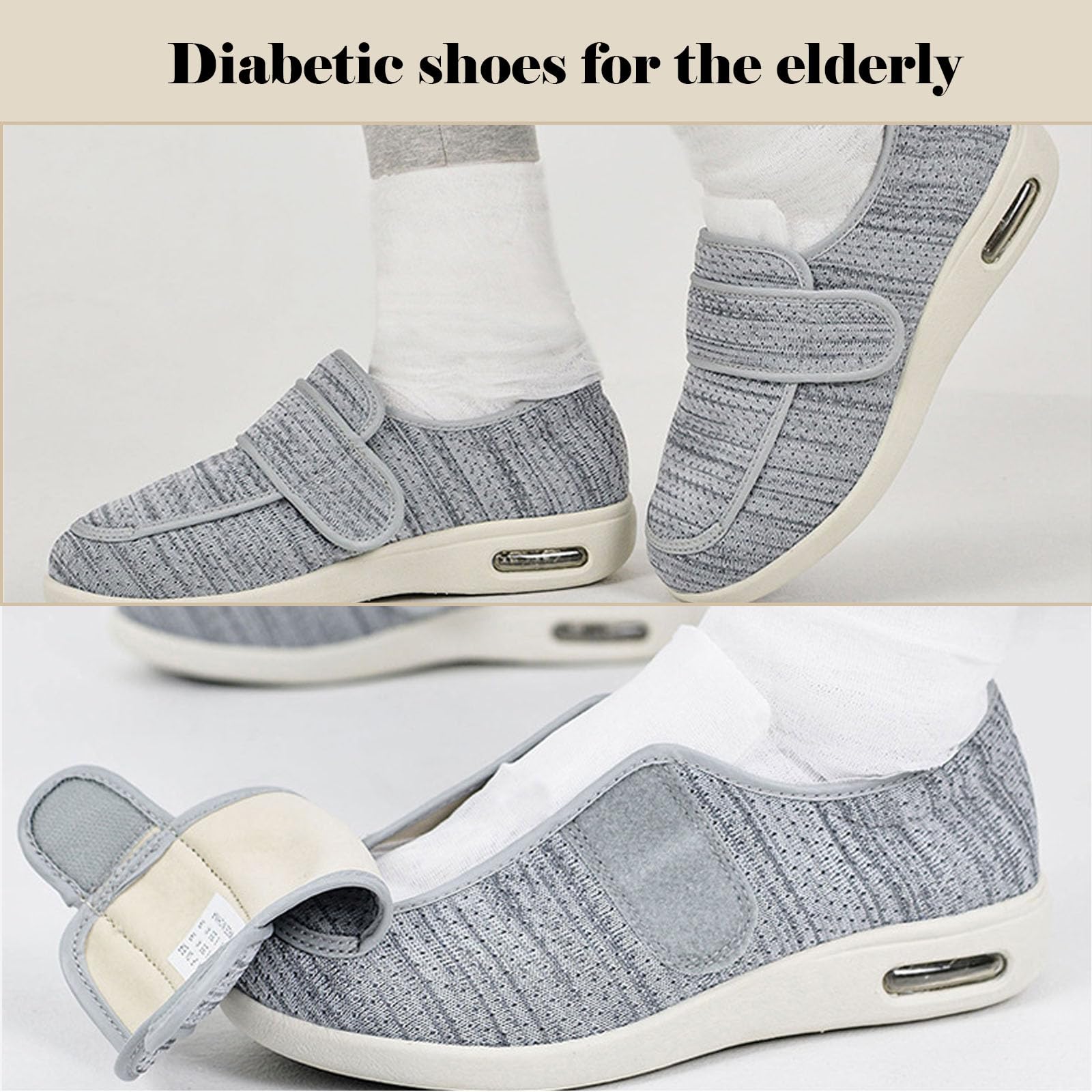 Regulowane buty do chodzenia ze wsparciem łuku stopy, lekkie buty dla diabetyków na opuchnięte stopy, idealne dla taty, męża, dziadka (Dark Gray US Men 9)