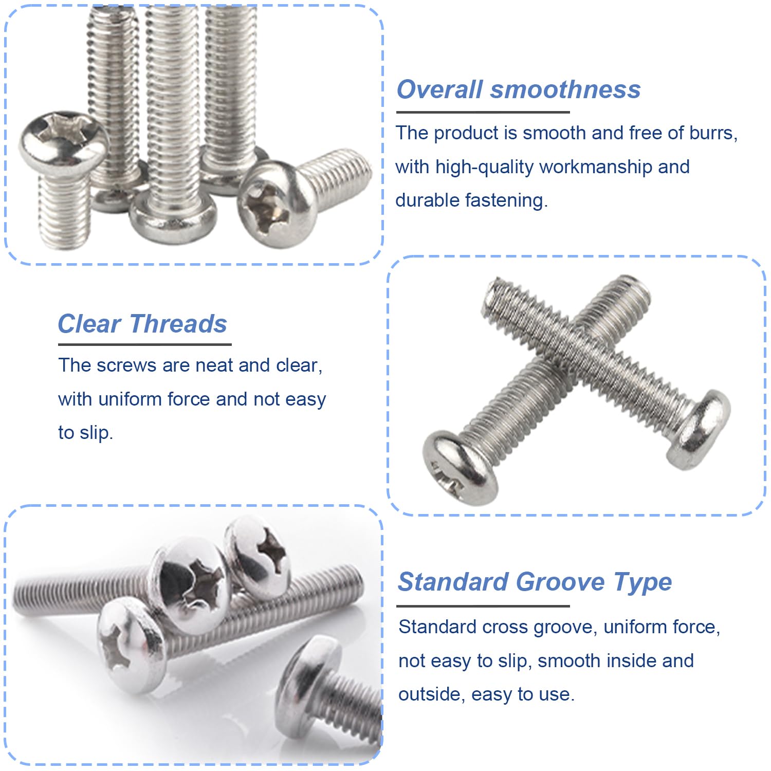 M4 Machine Screws - 30 Pack Stainless Steel -3