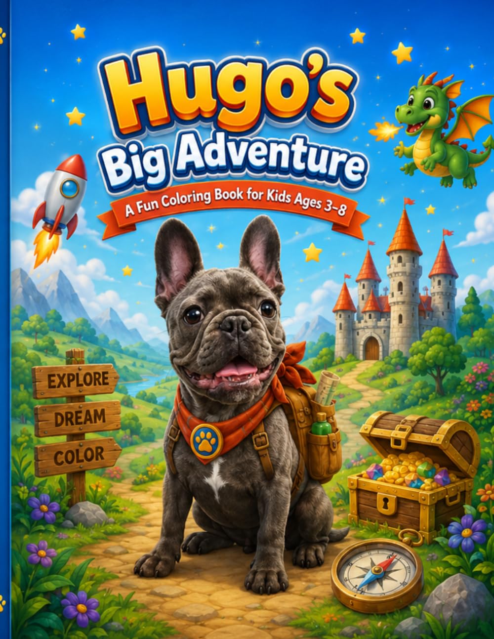 Hugo’s Big Adventure: A Cute French Bulldog Coloring Book for Kids Ages 3–8 (Hugo The Frenchie)