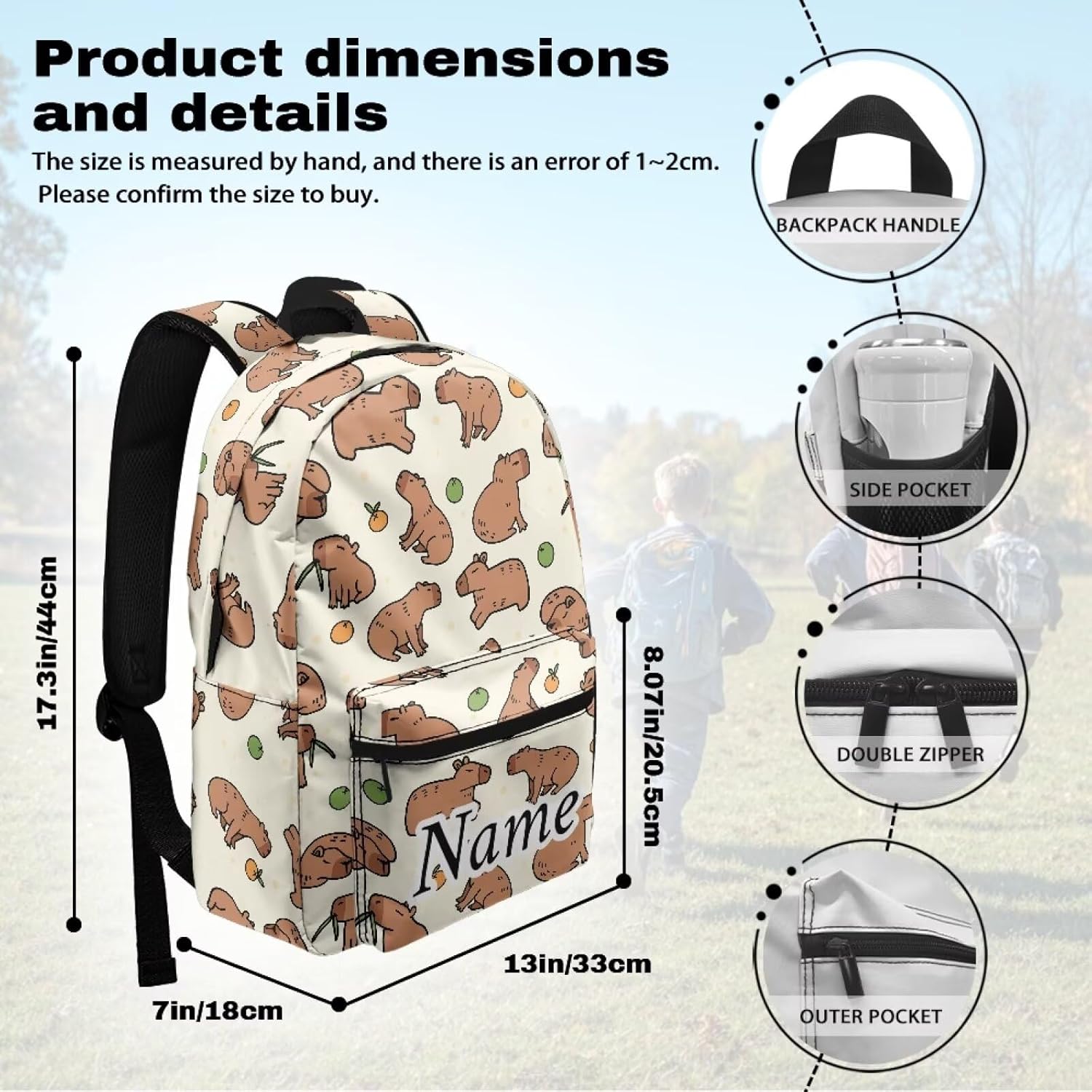 Customized Kids Backpack Girls School Capybara Bookbag for Girls Kawaii Back Pack Purse Knapsack for Daycare