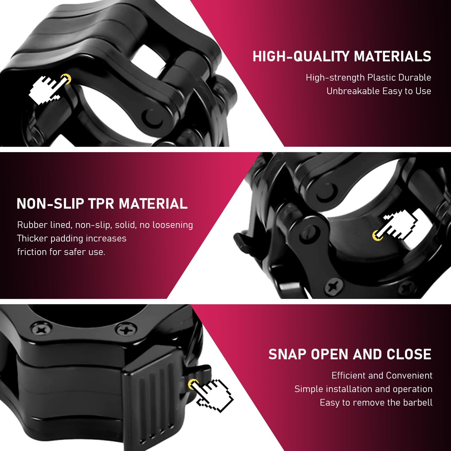 Set 8 Morsetti Per Bilanciere Sgancio Rapido - Nero 2.5cm E Rosso 3cm, Per Fitness - Foto 6