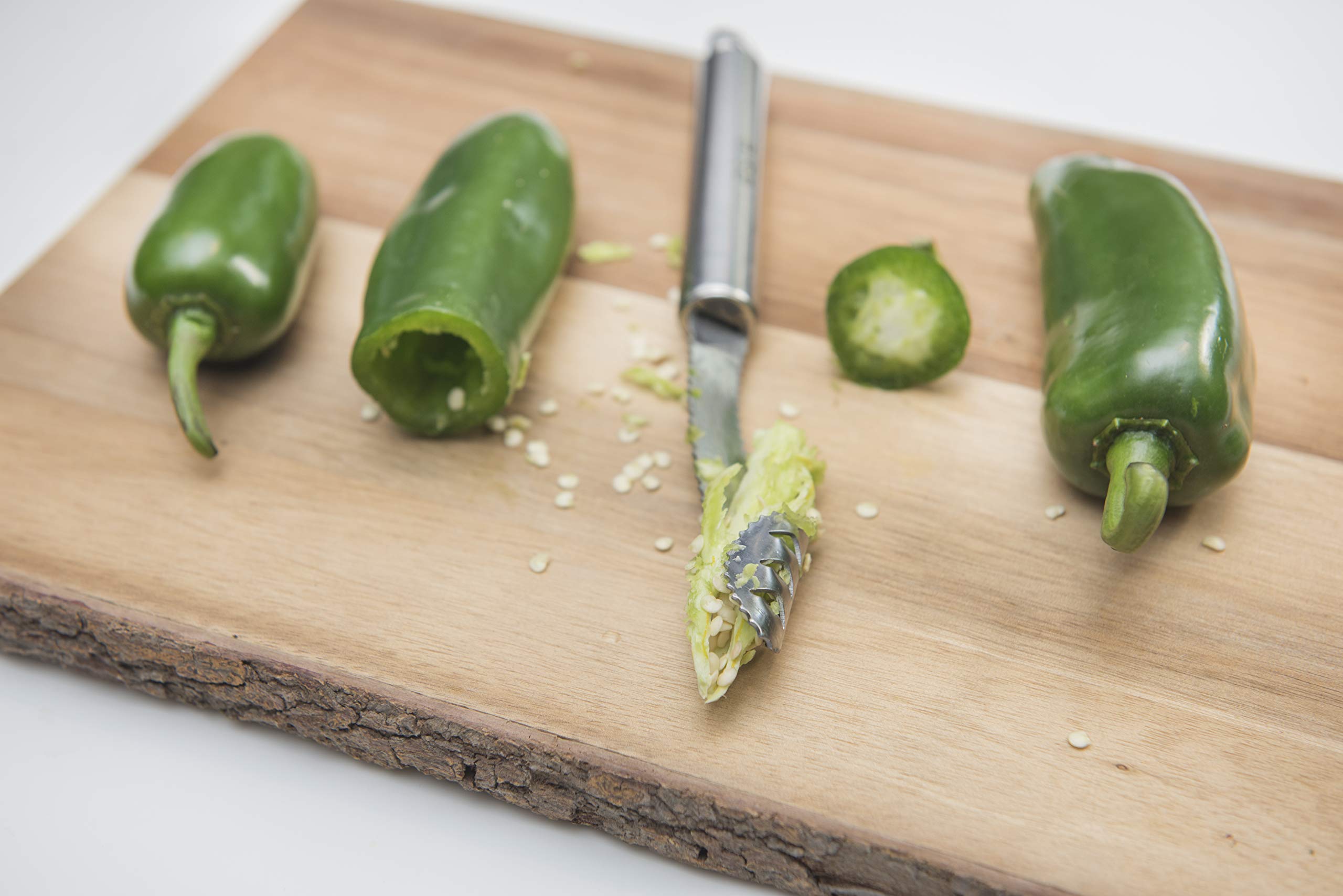 Stainless Steel Pepper Core Remover, Jalapeno Pepper Corer Tools Stainless Steel Chili Corer Remover with Sharp Edge Gadget for Vegetable Cutting — Amazon image 6