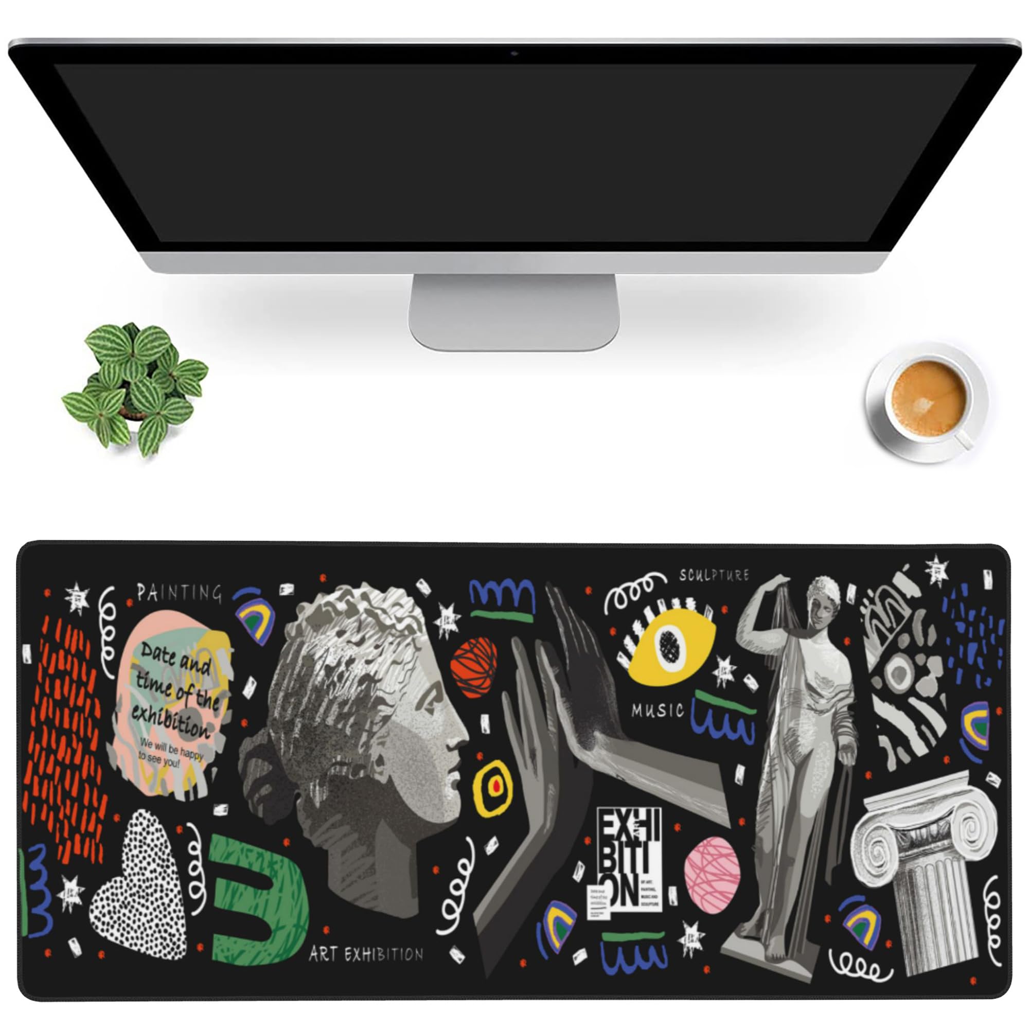 Gaming Mouse Mat Abstract Art Large Mouse Pad Extended Mouse Pad Desk Mat Non-Slip Rubber Base Mice Pad Desk Pad for Office Game Home 35.4x15.75 in