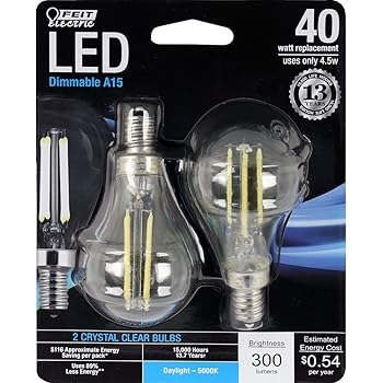 Feit Electric Decorative Clear Glass Filament Led Dimmable 40w Equivalent Daylight 5000k Classic A15 Light Bulb Pack Of 2 Bpa1540c 850 Led 2 Amazon Com