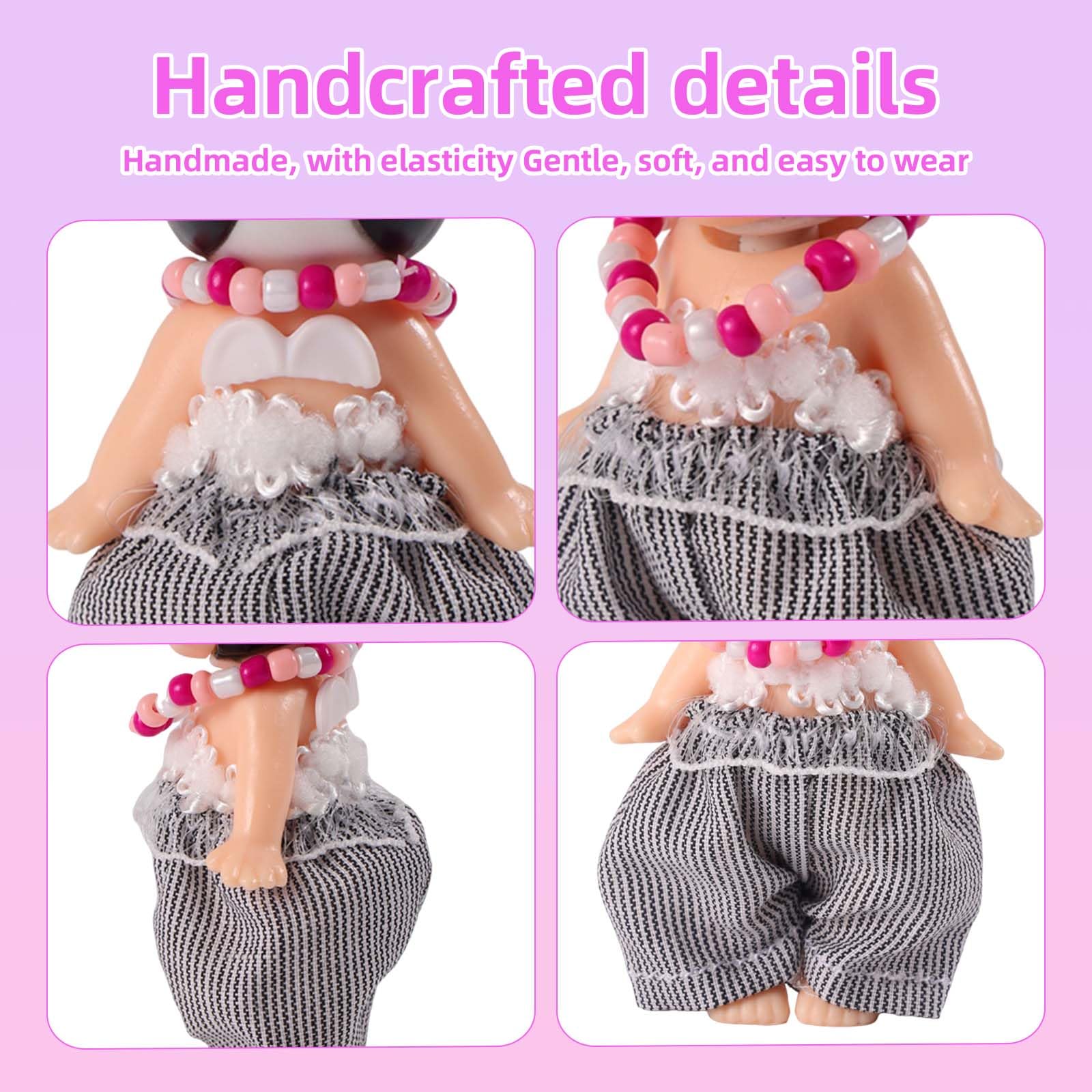 4 Sets 3in/7.5-8cm Doll Clothes, Includes Pants Shirt Necklace Choker Doll Outfits Costume Accessories for Display & Decoration - Image 4