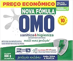 OMO Lavagem Perfeita - Sabão Sanitizante Em Pó 800G