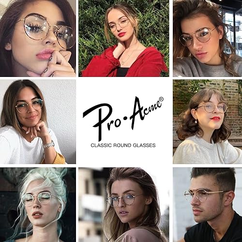 Miniatura 3 de Pro Acme Gafas transparentes sin receta retro clásicas redondas con marco de metal para mujeres y hombres