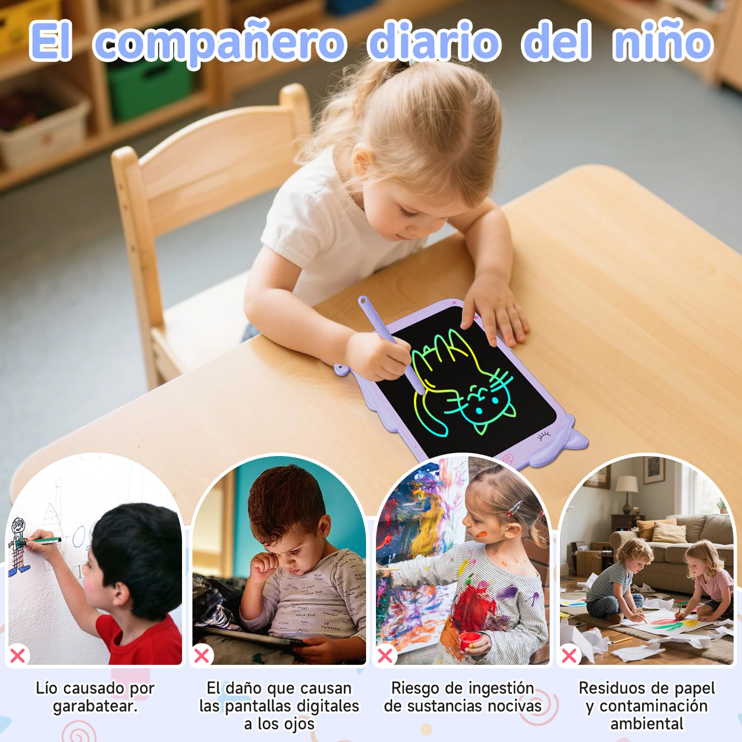 10 Pulgadas Tablet Escritura Pantalla Colorido [2026 Nueva], Electight Pizarra de Escritura LCD con Borrable y Bloqueo Función, Portátil Juguetes Educativo para Hogar, Escuela, Oficina, Aula, Morado — view 6