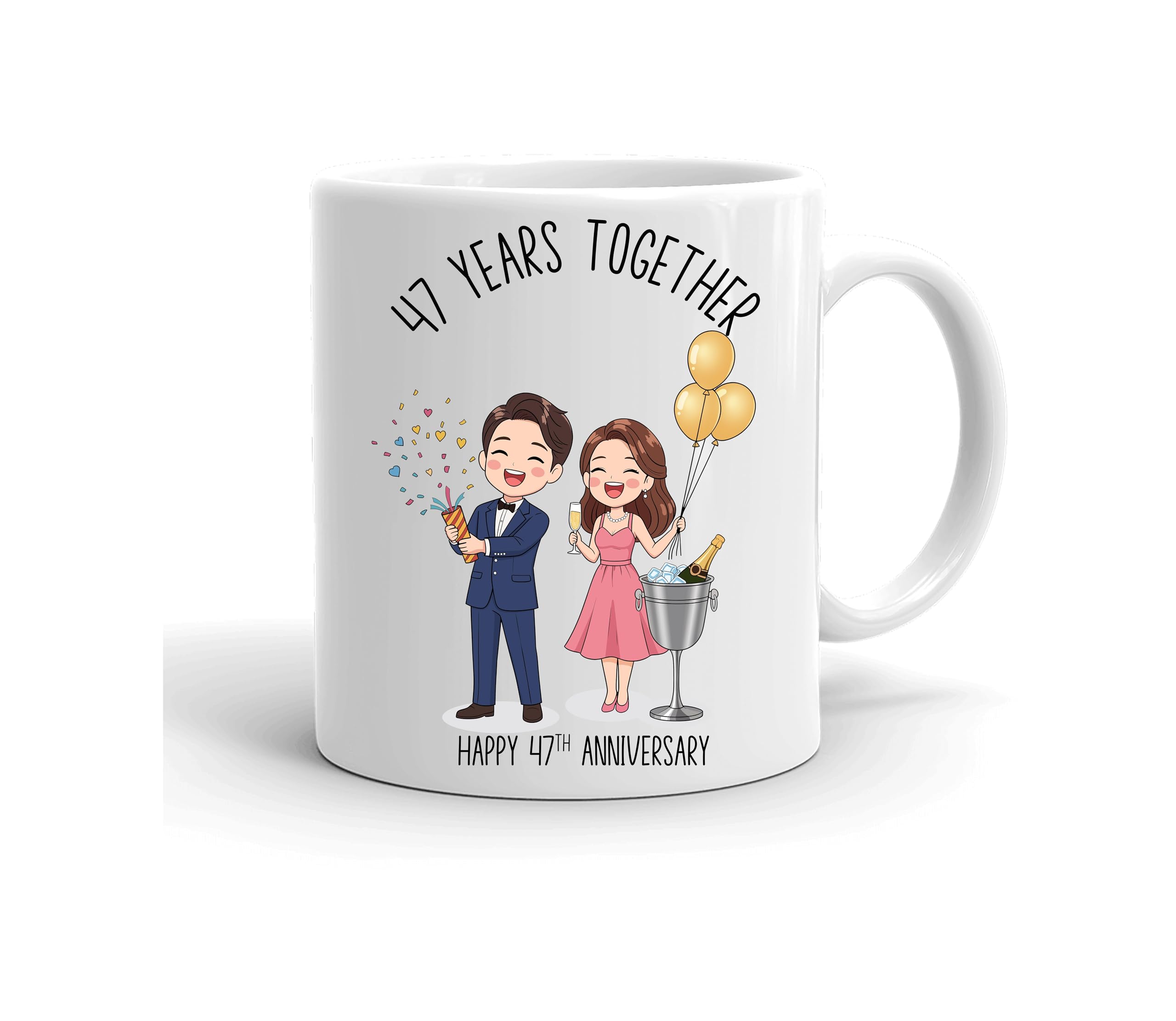 VIROSA 47 Year Anniversary Mug – 11oz Ceramic Coffee Mug Gift for Husband, Wife, Couples – First Wedding Anniversary Present Idea, Funny Romantic Keepsake