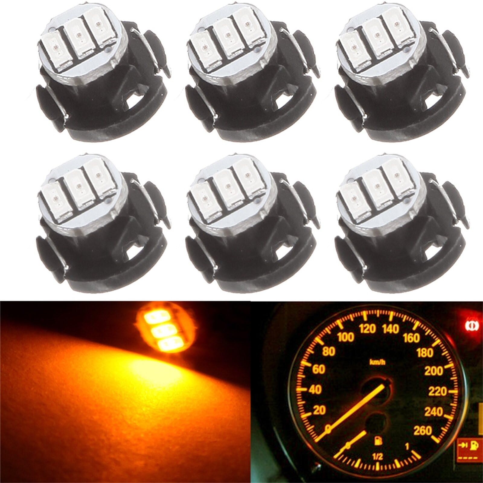 ECCPP 6x Instrument Cluster Dash Panel Lights Neo Wedge T4.2-3-3014-SMD-Yellow T4, 79674-S3N-941, 79607-SHJ-S01, 36773-SEP-A01, 36774-SEP-A01