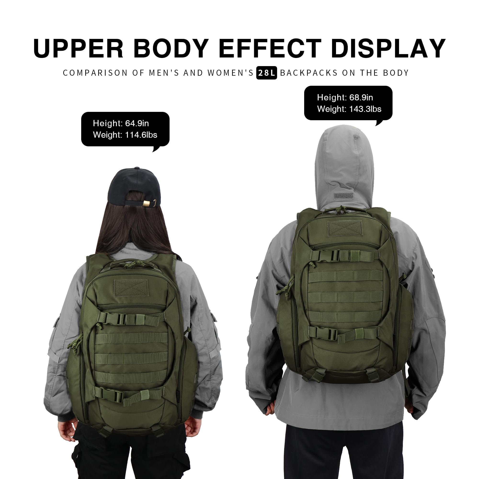 Mardingtop 28L Military Tactical Backpack Practical Rucksack for Men with Molle System Outdoor Hiking Backpack Army Backpack for Hiking, Traveling, Mountaining