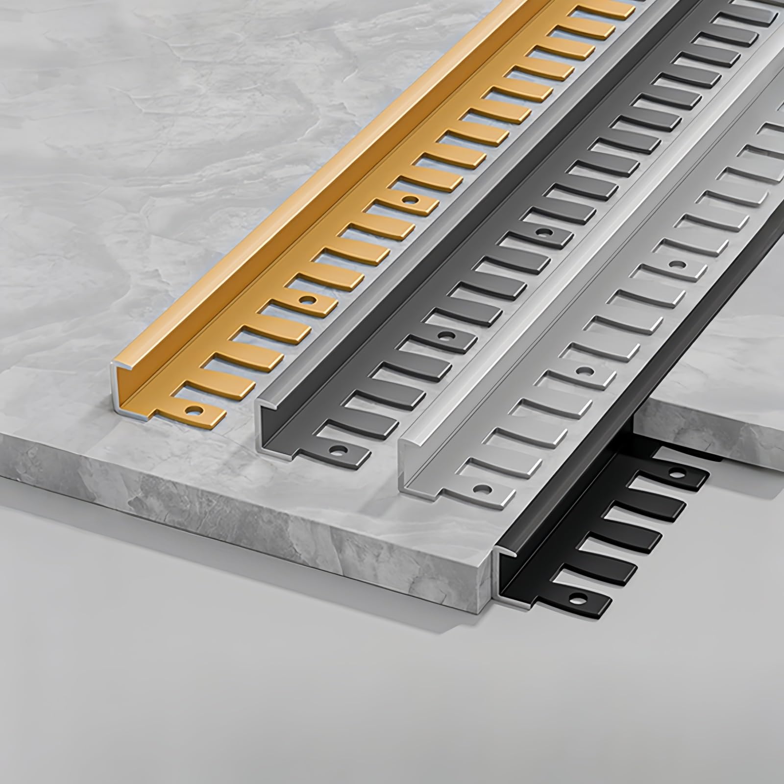 Coayuou Corner Profile, 90 cm x 3 Pieces, Stair Profile, Aluminium, Bendable Transition Profiles, Weatherproof for Stairs, Walls and Edge Finishes in Interior Design (Option 9.18.5 mm)