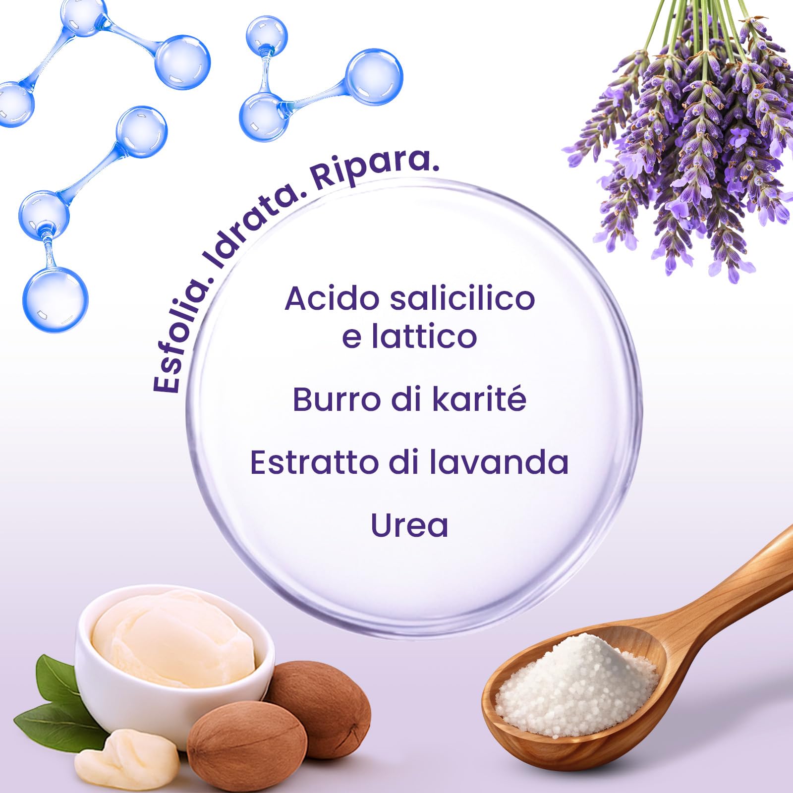 Maschera Piedi Esfoliante (6 Paia), Trattamento per Talloni Screpolati con Lavanda e Burro di Karité, Peeling Piedi Idratante per Uomo e Donna, Calzini Esfolianti Taglia Unica
