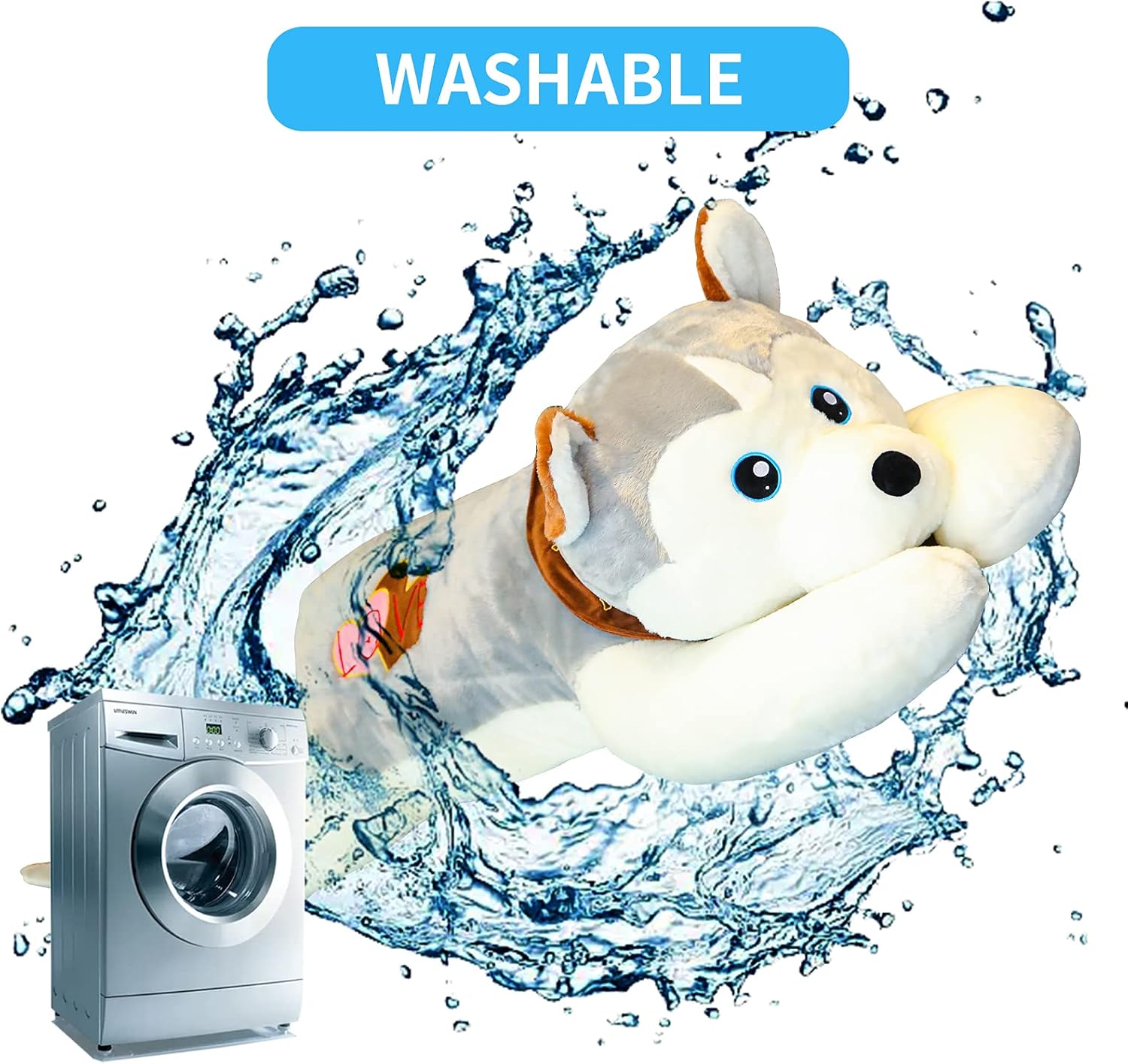 40 inch Jumbo Husky Stuffed Animals, Giant Wolf Dog Plush Toys, Cute Soft Big Husky Plushies, Large Puppy Body Pillow, Gift for Kids, Birthdays, Christmas - Image 5