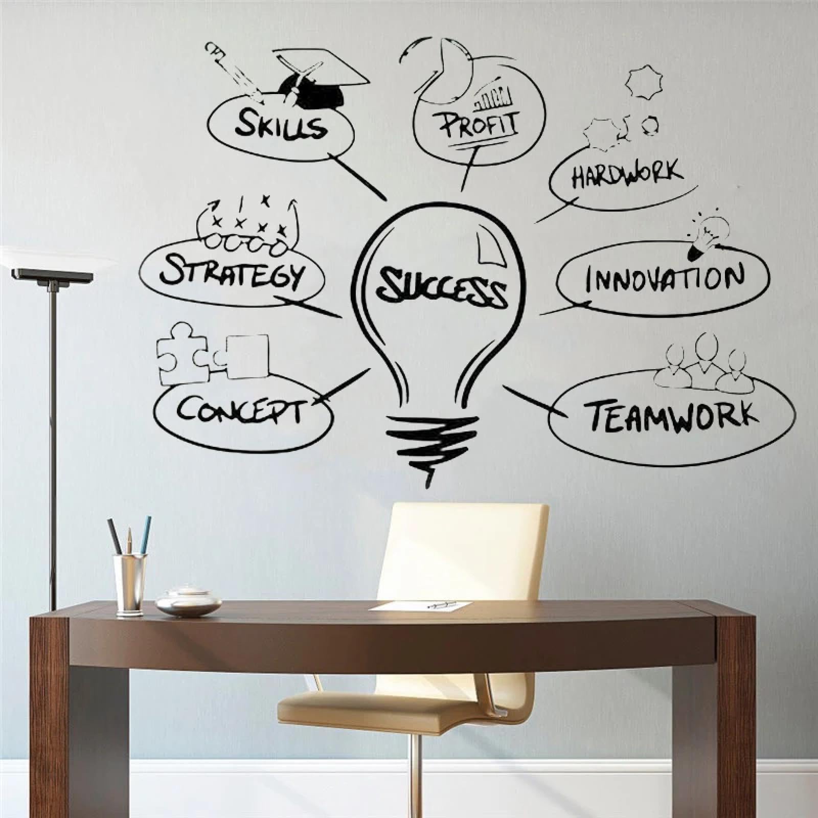 YOUOUSI Teamwork Wall Decor Office Decoration Vinyl Studio Wall Decal Flowers Inspire Teamwork Motivation Wall Art Stickers