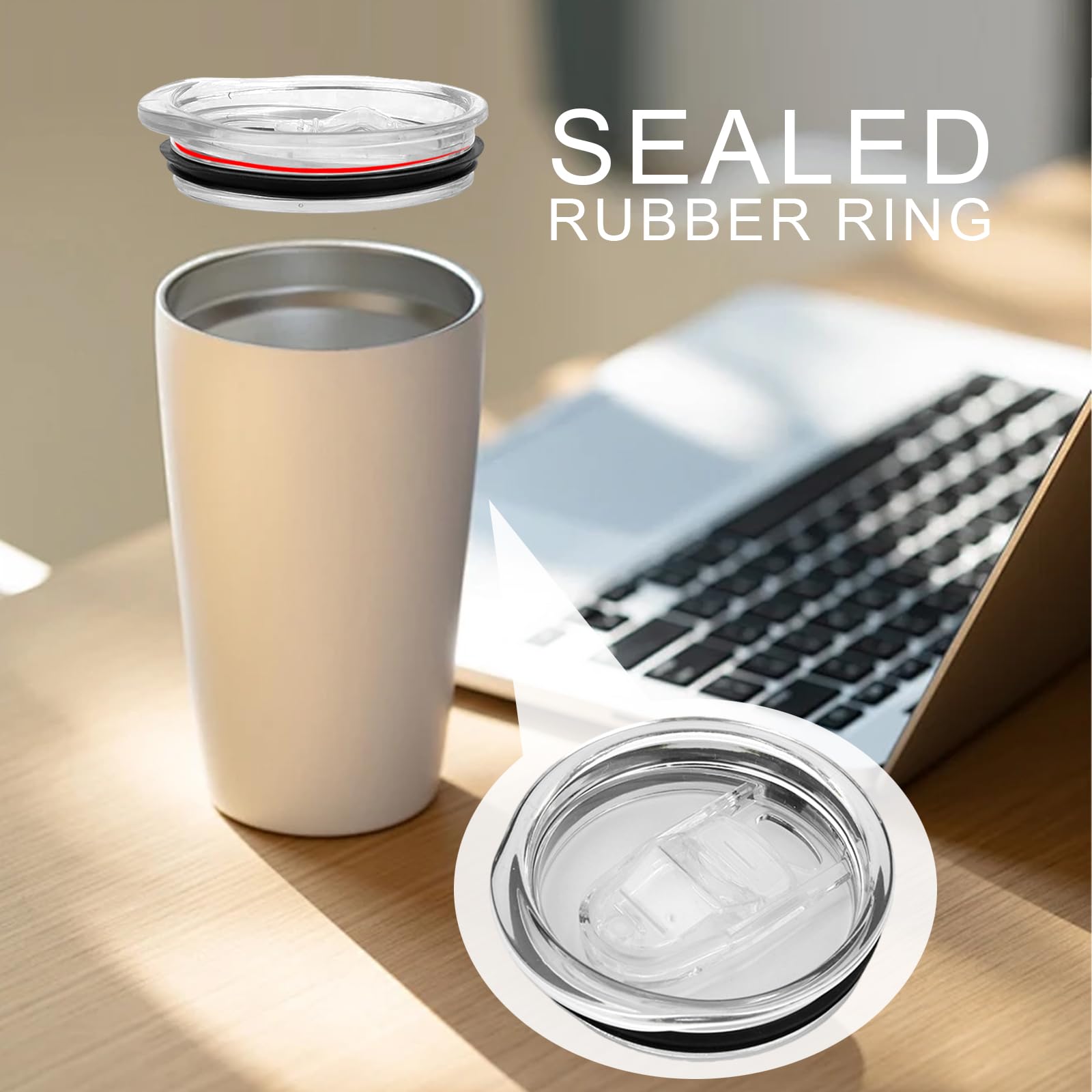 XNIVUIS 6 Pcs 20 Oz Skinny Replacement Lids Classic Clear Flip Replacement Lids Tumbler Replacement Lids, Tumblers Lid Reusable Cup Covers Clear Spill Proof Travel Cup Replacement Lids (20 Oz) - Image 4