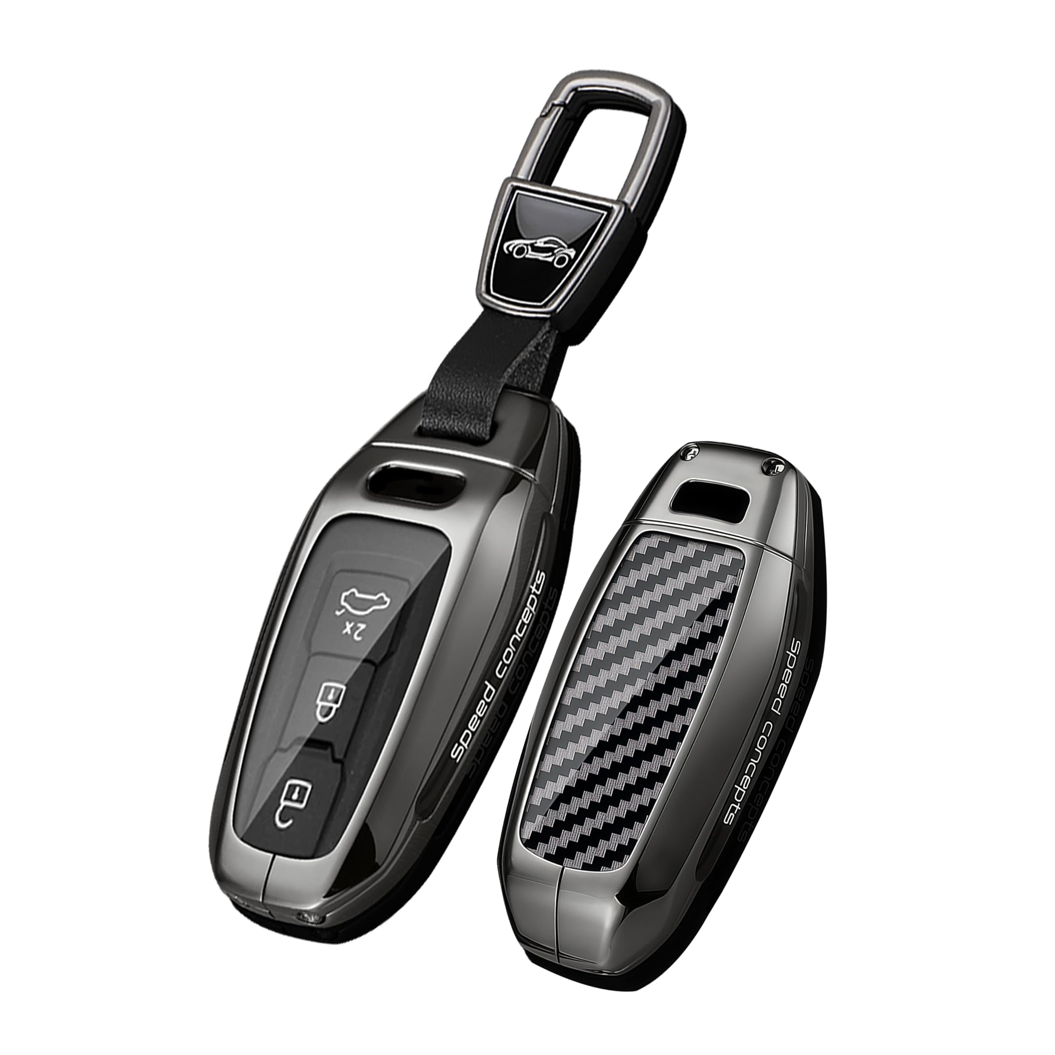 Protector antiarañazos para llave Audi A5 y A6 con textura de carbono negra 8