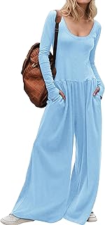 Women's Wide Leg Jumpsuit One Piece Romper Long Sleeve Dressy Casual Eff...