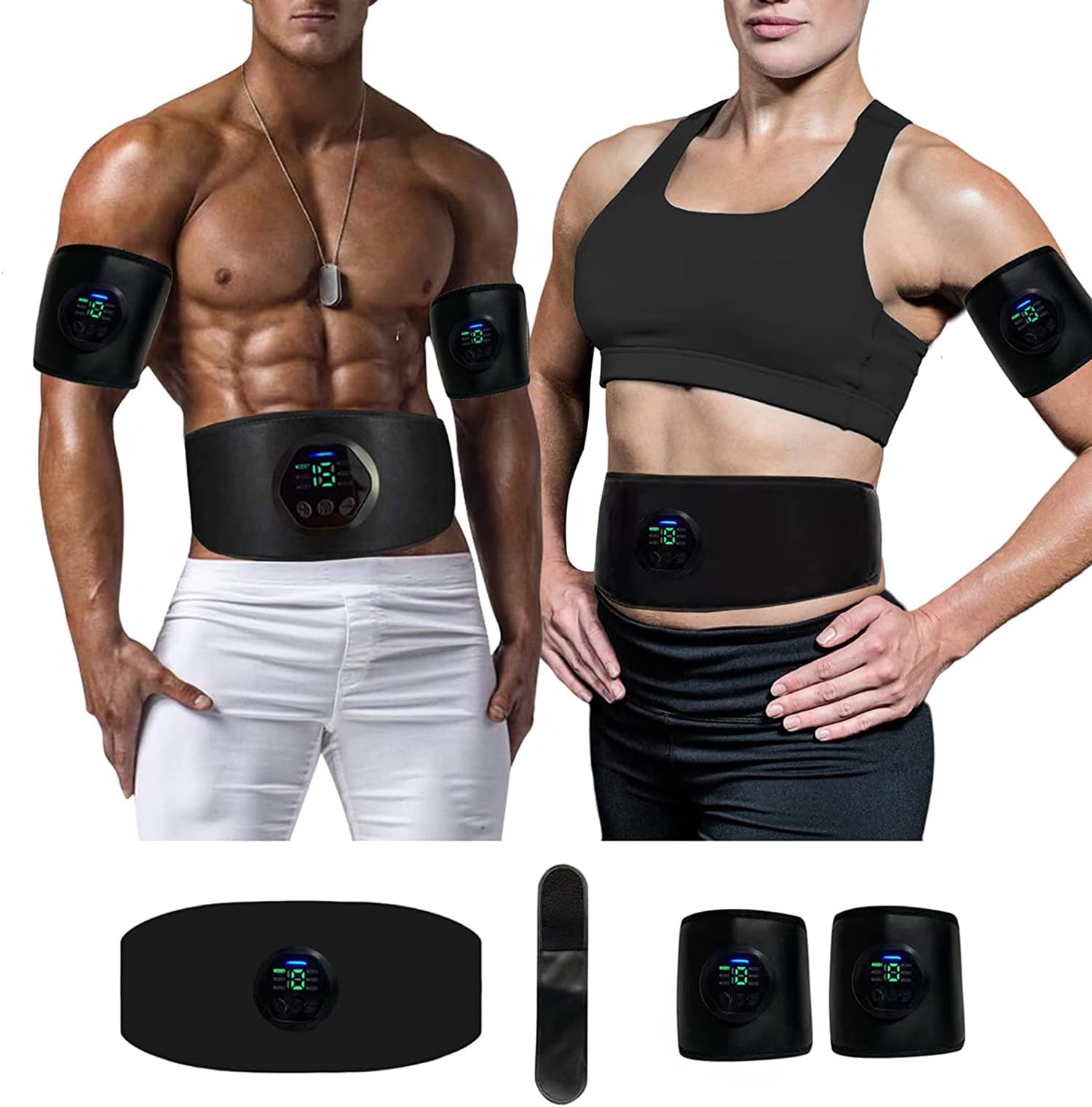 KASTWAVE ABS Stimulator, Ab Stimulator Muscle Toner, EMS Muscle Stimulator, Effective Muscle Stimulator for Abdomen, Arms, Legs,Abdominal Toning Belt (Black）