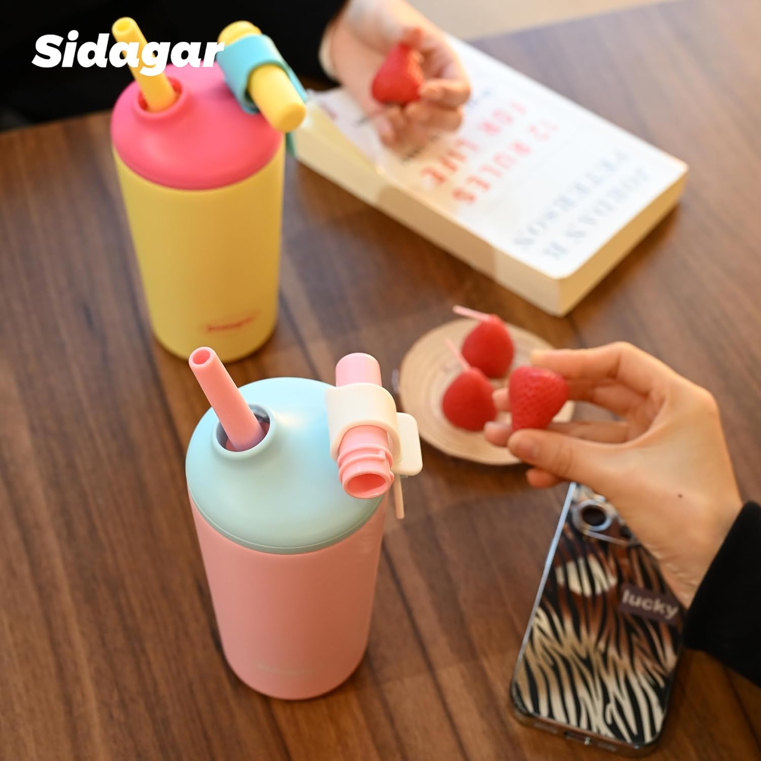 16 oz Coffee Tumbler, Stainless Steel Leak proof Travel Mug, Insulated Coffee cup with Lid and Straw, Drinks Flask for Women yellow - Image 6