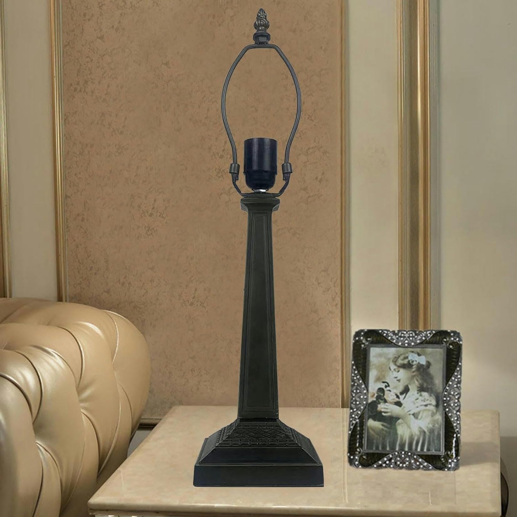 XENITE Sostituzione base lampada, solo portalampada in resina ricambio, zoccolo per illuminazione, 1 interruttore, altezza 20 pollici, per paralume in vetro colorato stile Tiffany da 12 pollici（1pc）