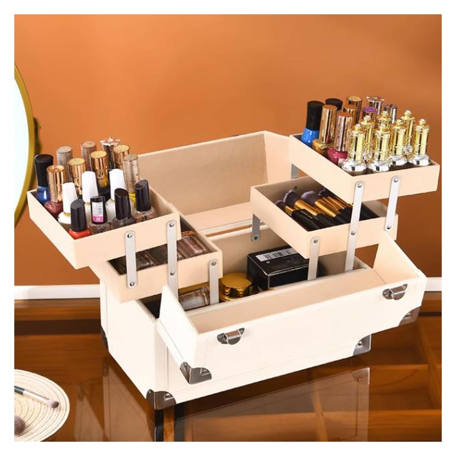 ZYYANSHOP Portable Multi-Function Make Up Case, Dustproof Cosmetic Storage Box, Cosmetics Organizer Skin Care Products Jewelry for Bedroom Bathroom Desktop Travel Cosmetic Storage Box