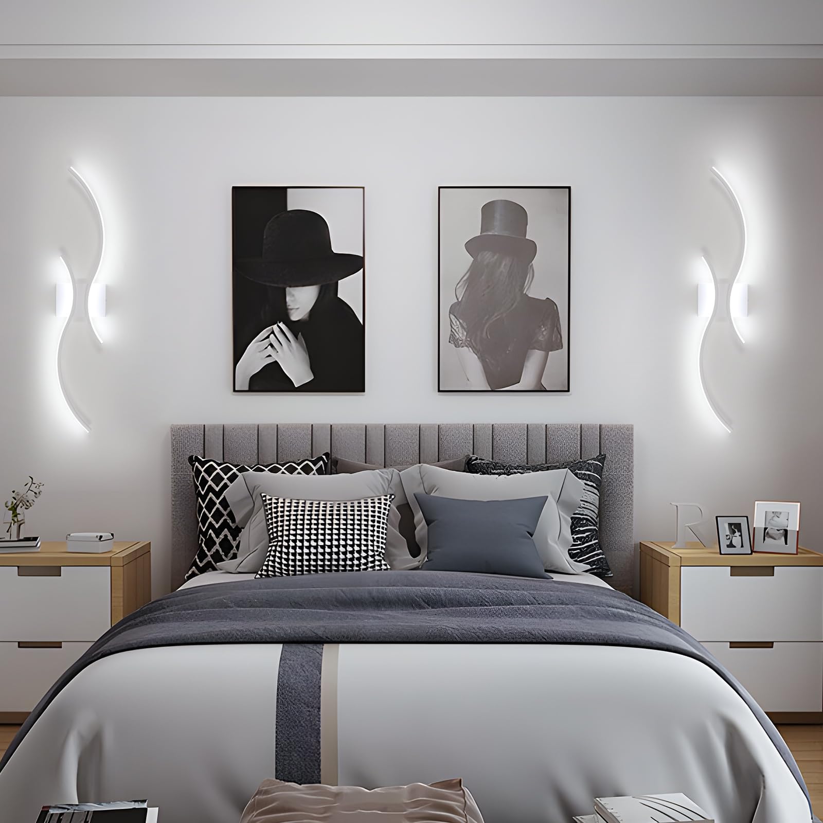 Comely Applique da Parete Interno LED, 27 W 3000 LM Moderno Lampada da Parete LED, Bianco Linea Lampade a Muro per Camera da Letto, Soggiorno, Corridoio, Bianco Freddo 6500 K