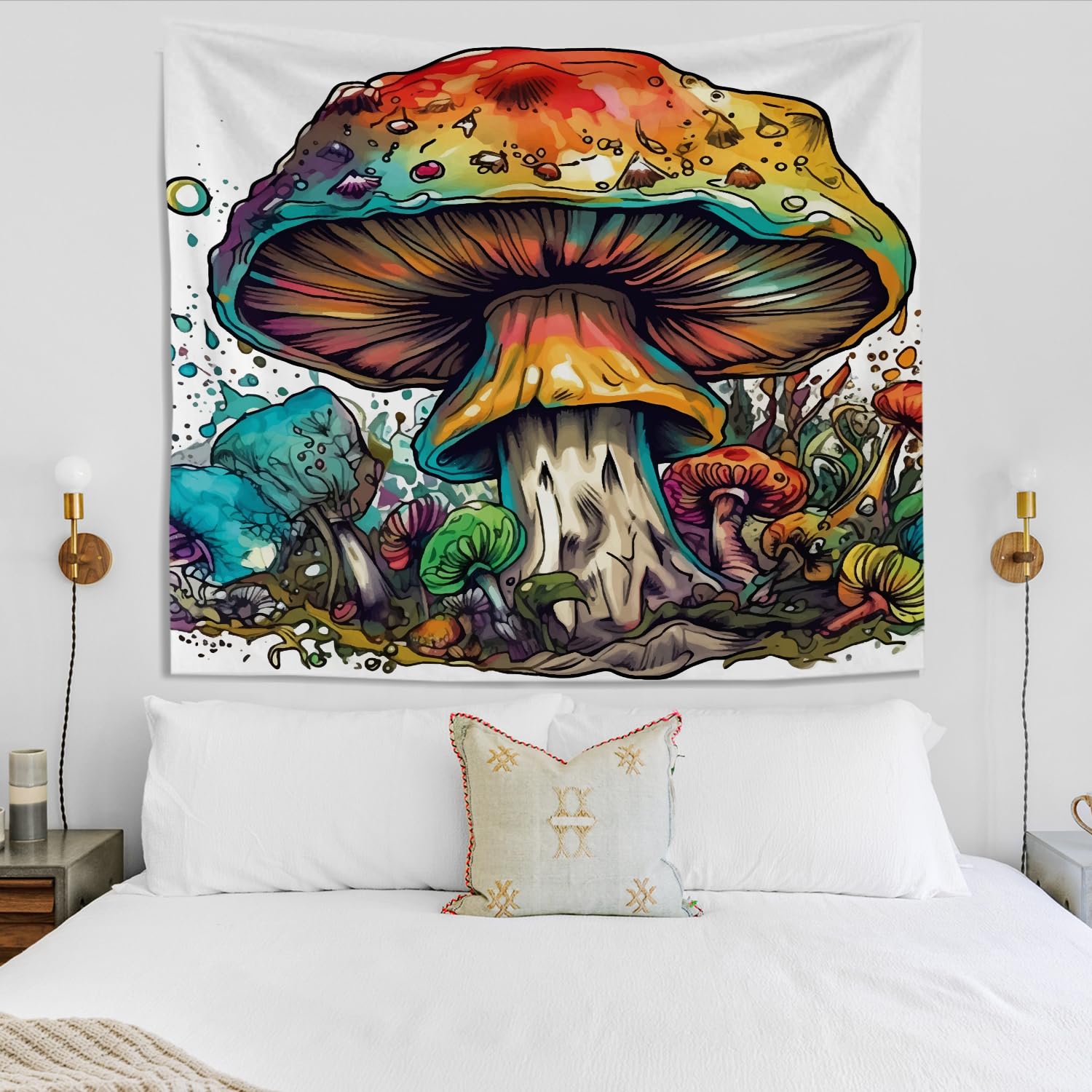 Amazon.co.jp: Knibeo カラフルなマジックマッシュルームタペストリー