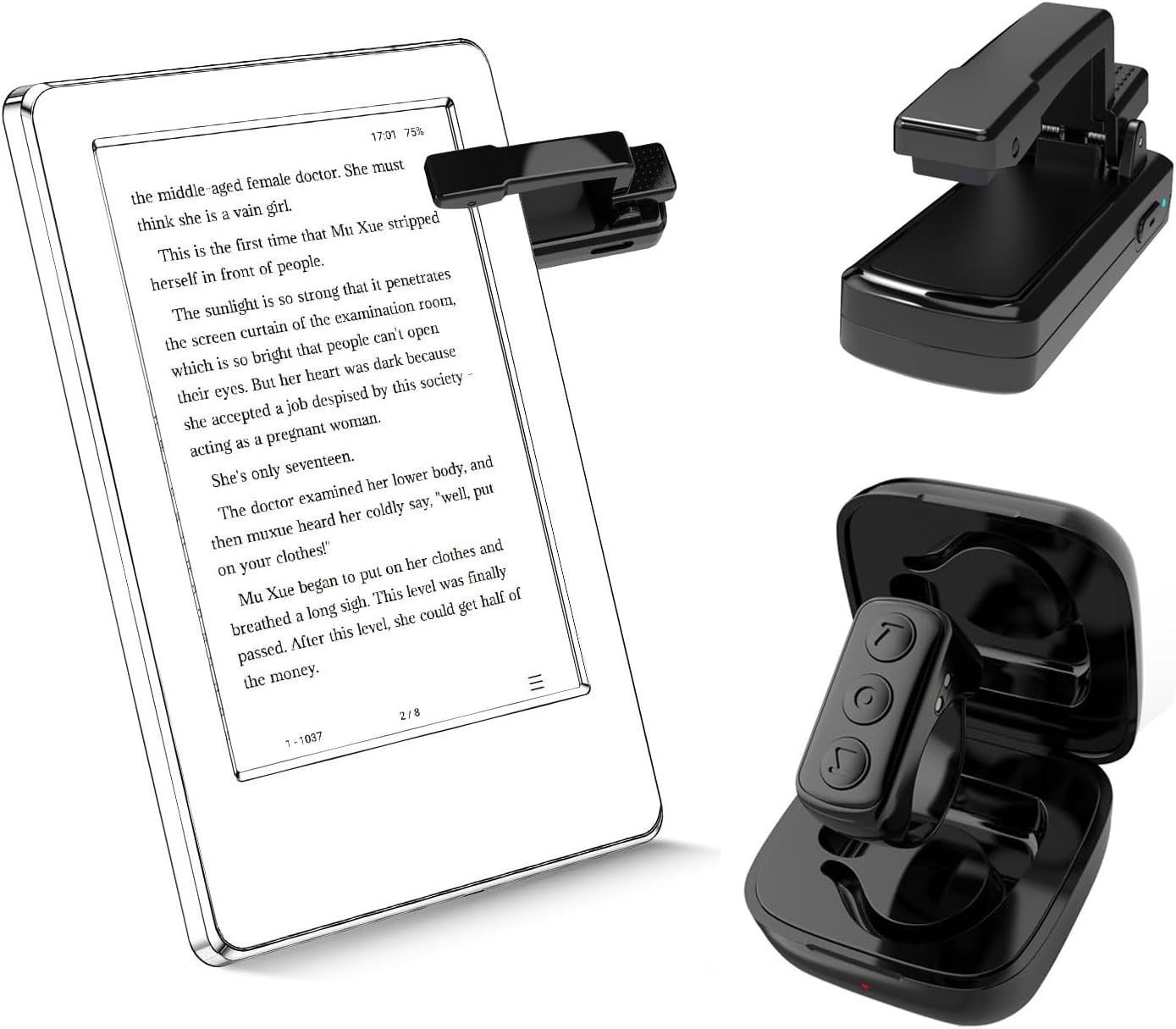 Angju Remote Control Page Turner for Most Devices of Kindle, Wireless E-Reader Controller Ring, for ipad Reading Comics/Novels iPhone Tablets Android Taking Photos Camera Video Recording