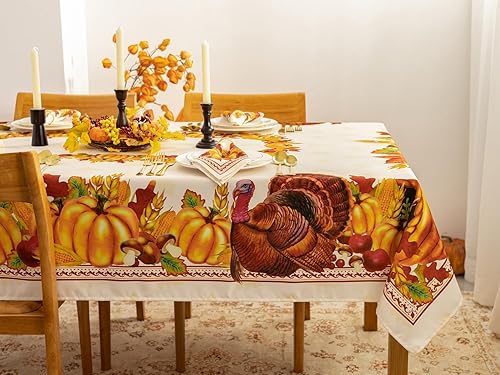 Miniatura 3 de YiHomer Mantel estampado de otoño, colección de fiesta de la cosecha de Acción de Gracias, mantel sin arrugas para cocina, comedor, decoración de