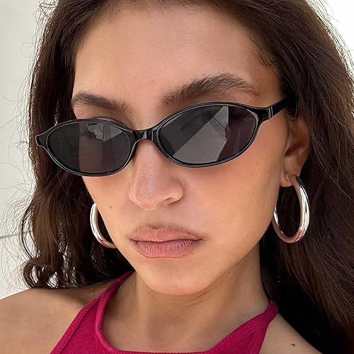 Miniatura 5 de Lentes de sol ovalados retro para mujer, modernos ovalados, estrechos, ojo de gato, lentes de sol vintage de los años 90