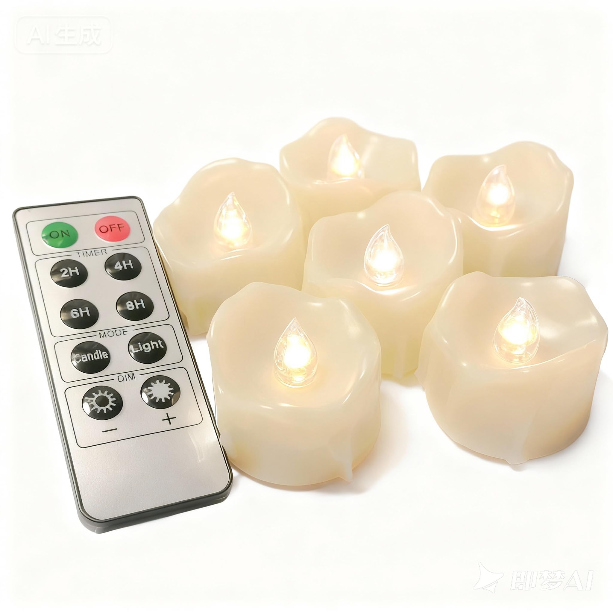 Erosway Warm White Flameless Candles, Realistic Flickering Led Tea Lights Battery Operated, 200 Hours Of Nonstop Working With Remote And 2/4/6/8 Hours Timer. 6Pcs/Pack (White)