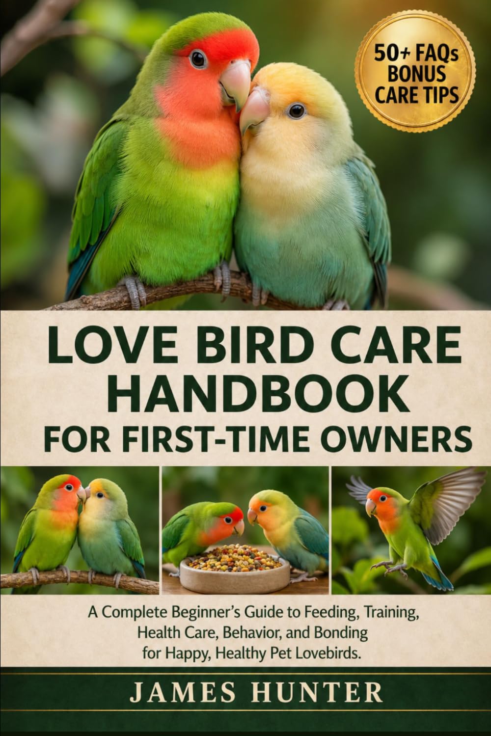 LOVE BIRD CARE HANDBOOK FOR FIRST-TIME OWNERS: A Complete Beginner’s Guide to Feeding, Training, Health Care, Behavior, and Bonding for Happy, Healthy Pet Lovebirds.