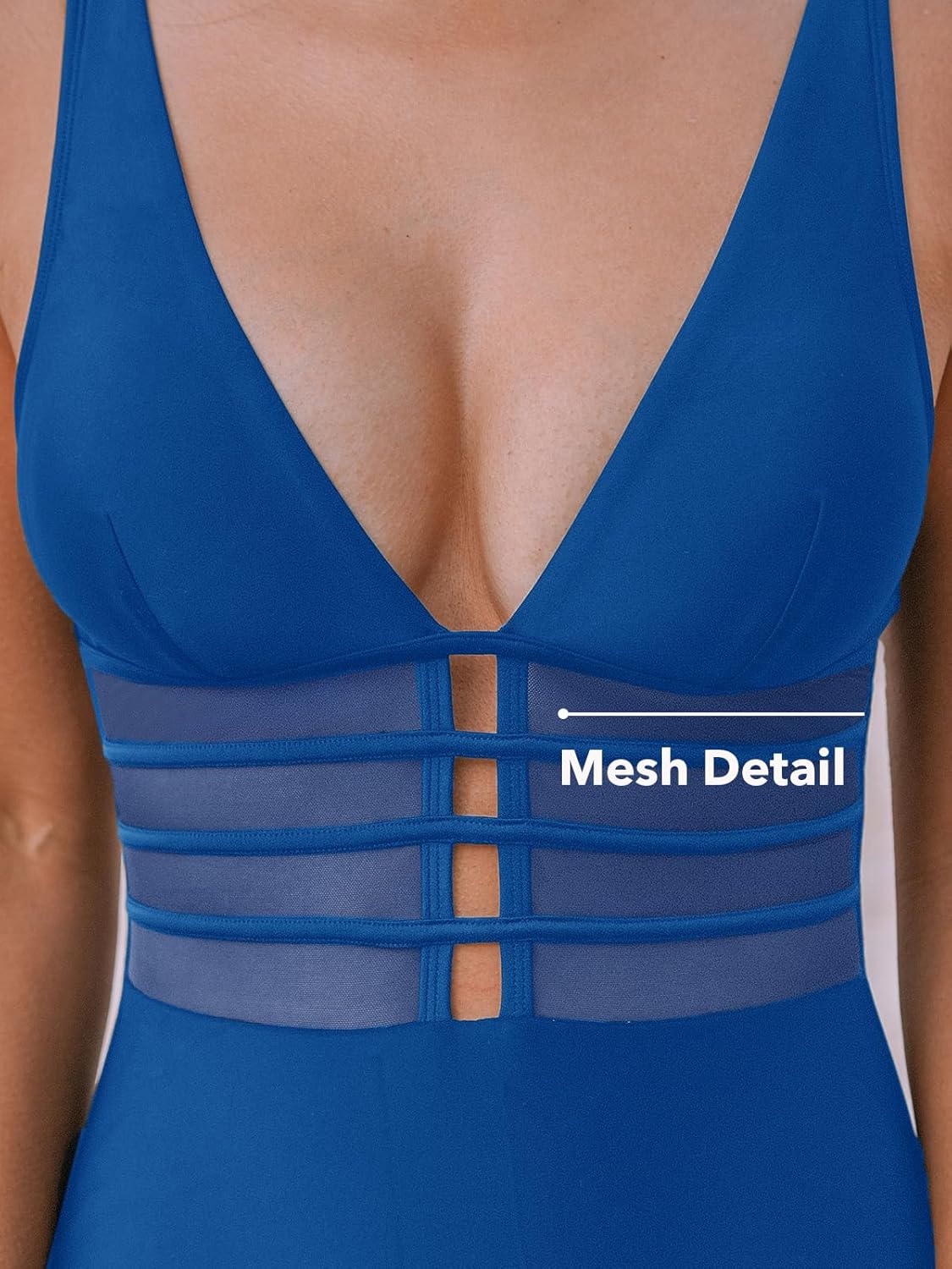 CUPSHE Women's One Piece Swimsuit Tummy Control Bathing Suit Deep V Neck Cut Out Mesh Adjustable Straps - Image 4